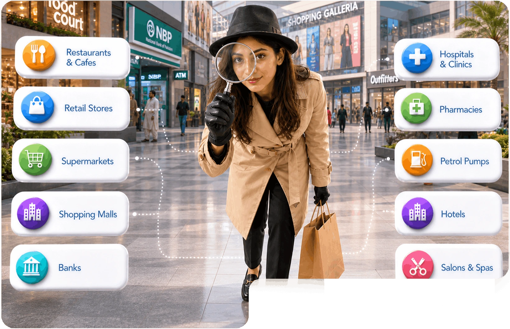 Picture of a female holding investigation of brand compliance and doing mystery shopping in Pakistan for different industries